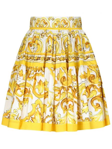 Plisovaná sukňa s potlačou Dolce & Gabbana žltá