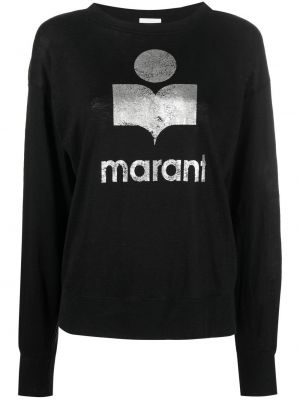 Leinen sweatshirt mit print Marant Etoile schwarz