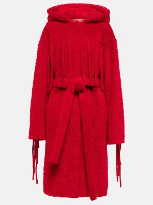Kabát s třásněmi s kapucí Stella Mccartney červený