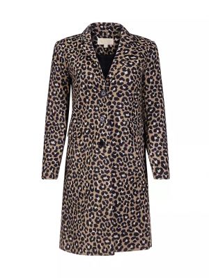 Жаккард леопардовое пальто с принтом Michael Michael Kors коричневое