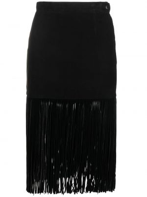 Kožená sukně s vysokým pasem Yves Saint Laurent Pre-owned - černá