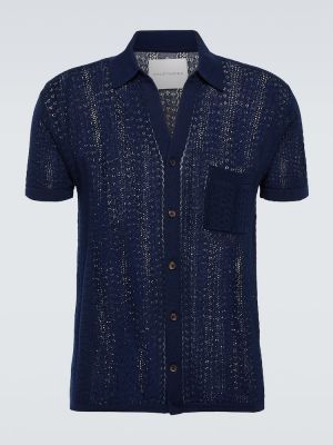 Διάτρητο μάλλινο πουκάμισο King & Tuckfield μπλε