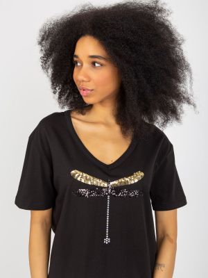 Μπλούζα με παγιέτες Fashionhunters μαύρο