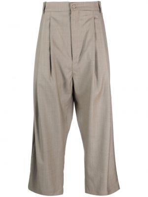 Plisované vlněné kalhoty Hed Mayner hnědé
