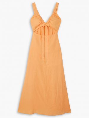 Льняное длинное платье Bondi Born оранжевое