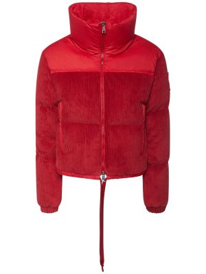 Péřová bunda z nylonu Moncler červená