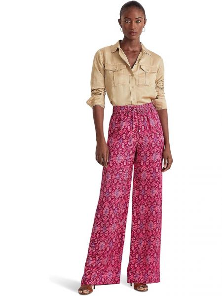 Атласные брюки с принтом свободного кроя Lauren Ralph Lauren