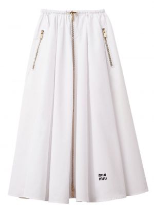 Plisovaná bavlnená sukňa s výšivkou Miu Miu