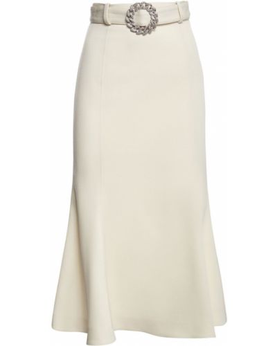 Vlnená midi sukňa s vysokým pásom Giuseppe Di Morabito biela