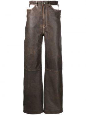 Spodnie skórzane Manokhi brązowe
