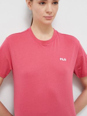 Koszulka bawełniana Fila różowa
