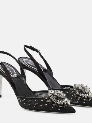 Полуотворени обувки с отворена пета с кристали René Caovilla