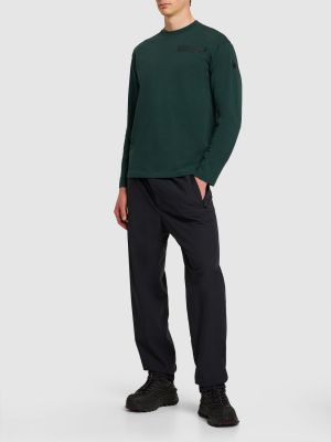 T-shirt en coton avec manches longues en jersey Moncler Grenoble vert