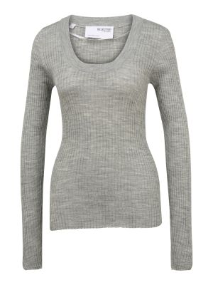 Меланжов пуловер Selected Femme Tall сиво