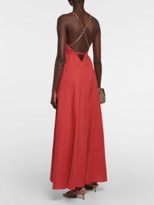 Sukienka długa bawełniana Brunello Cucinelli czerwona