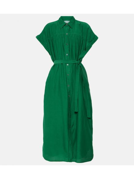 Samt seiden gürtel kleid aus baumwoll Velvet grün