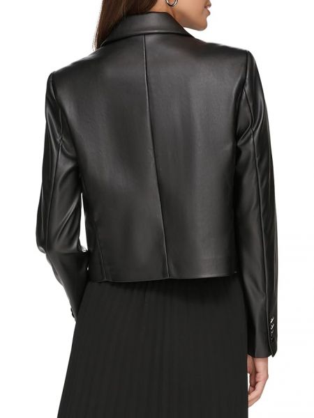 Кожаный пиджак с длинным рукавом Dkny черный