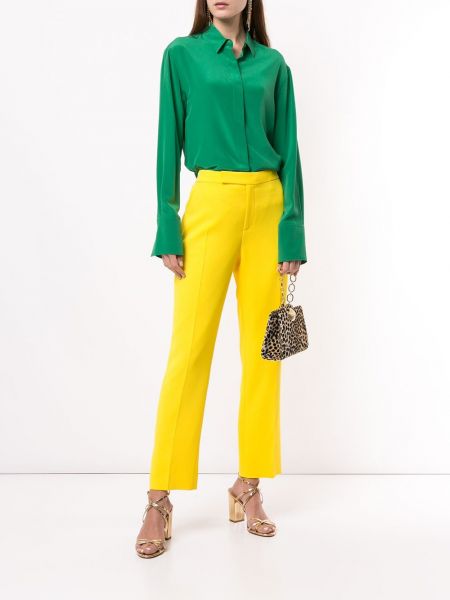 Pantalones rectos de cintura alta Ralph Lauren Collection amarillo