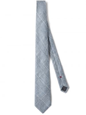 Jedwabny lniany krawat w kratkę Brunello Cucinelli