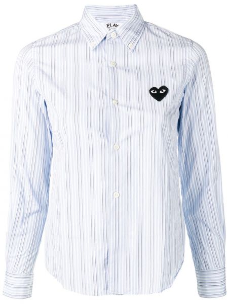 Pruhovaná košeľa s výšivkou so srdiečkami Comme Des Garçons Play modrá