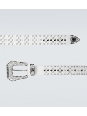 Pasek skórzany z ćwiekami z kryształkami Givenchy biały