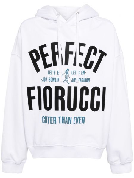 Pamučna hoodie s kapuljačom s printom Fiorucci bijela