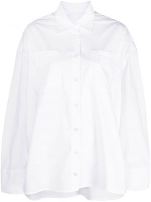 Oversize памучна риза Remain бяло