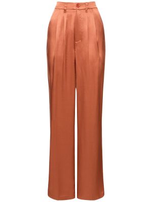 Jedwabne satynowe proste spodnie Anine Bing czerwone
