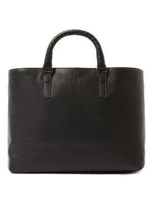 Кожаная сумка шоппер Bottega Veneta черная