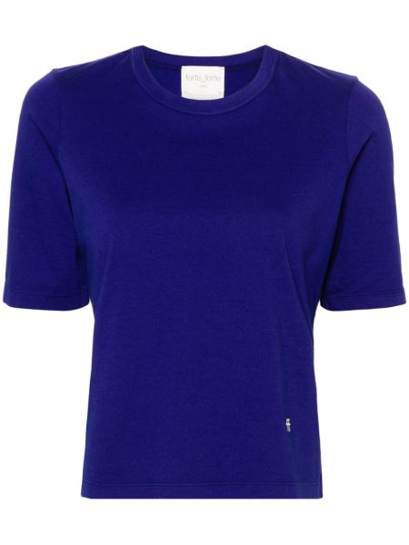 Medvilninis siuvinėtas marškinėliai Forte_forte violetinė