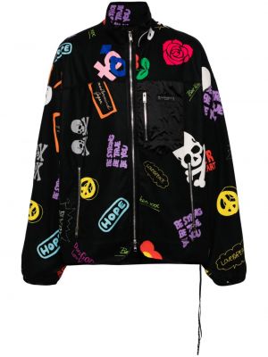 Bomber jakna s patentnim zatvaračem s printom Mastermind Japan crna