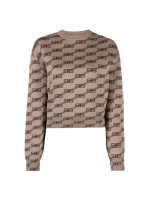 Sweter z nadrukiem Balenciaga Brązowy