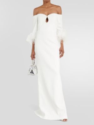 Макси рокля с пера Rebecca Vallance бяло