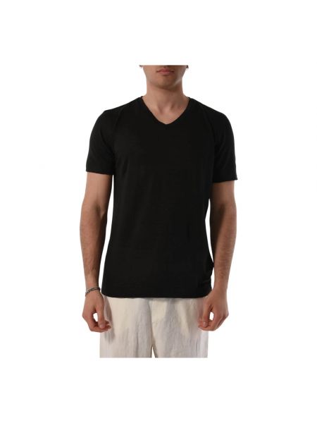Leinen t-shirt mit v-ausschnitt 120% Lino schwarz