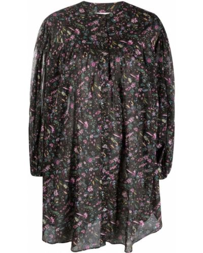 Vestido camisero de flores con estampado Isabel Marant étoile negro