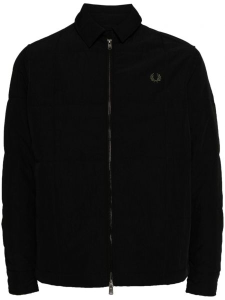 Kirjonta pitkä takki vetoketjulla Fred Perry musta