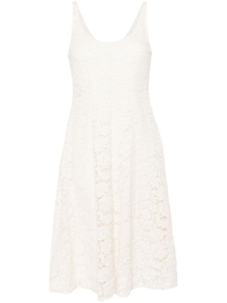 Φλοράλ φόρεμα με δαντέλα Prada λευκό