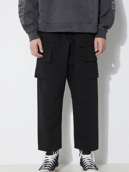 Pletené jednobarevné bavlněné cargo kalhoty Rick Owens černé