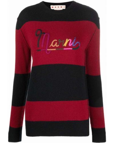 Jersey con bordado a rayas de tela jersey Marni rojo