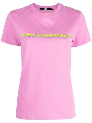 Raštuotas marškinėliai Karl Lagerfeld rožinė