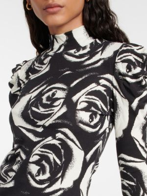 Top de flores de tela jersey Diane Von Furstenberg negro