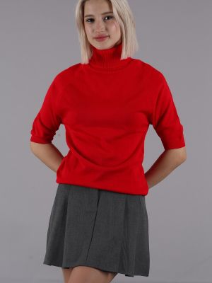 Džemperis ar augstu apkakli ar īsām piedurknēm Madmext sarkans