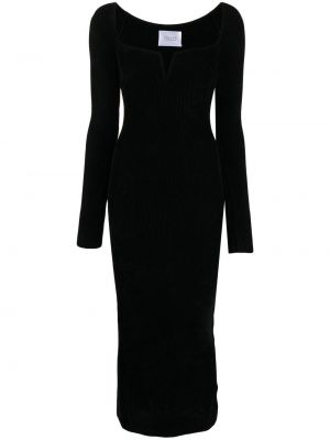 Žametna večerna obleka iz rebrastega žameta Galvan London črna