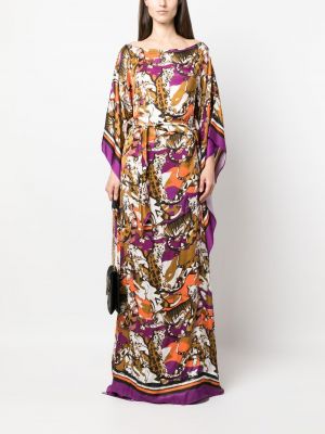 Sukienka długa z nadrukiem drapowana Roberto Cavalli