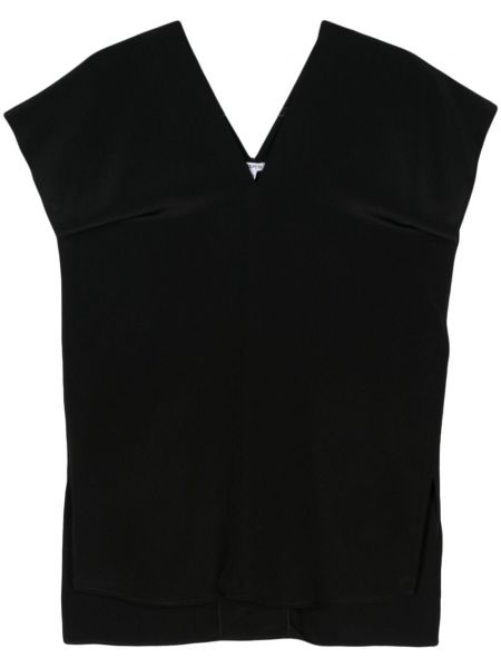 Копринена блуза с v-образно деколте от креп Aspesi черно