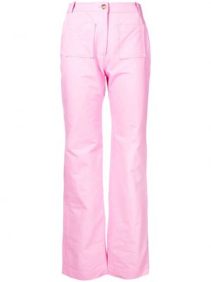 Βαμβακερό παντελόνι με ίσιο πόδι Rejina Pyo ροζ