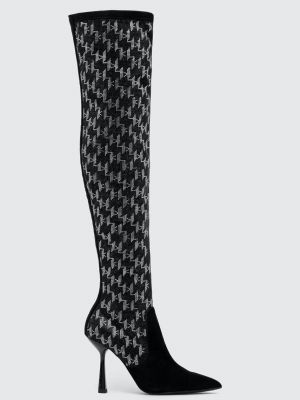 Kozačky na podpatku Karl Lagerfeld černé