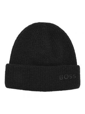 Czarny dzianinowy kapelusz wełniany Hugo Boss