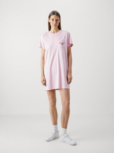 Платье мини с коротким рукавом из джерси Ralph Lauren розовое