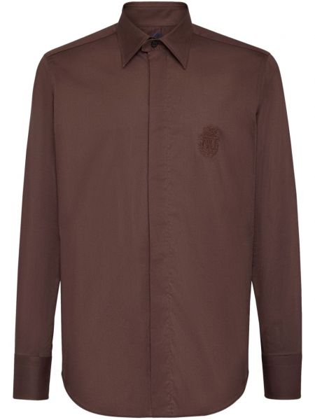 Medvilninė siuvinėta marškiniai Billionaire ruda